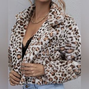 NWOT Leopard print teddy jacket, never worn